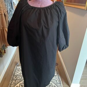 Banana Republic Black Poplin dress with round neck & puff sleeveless. Size L-1X